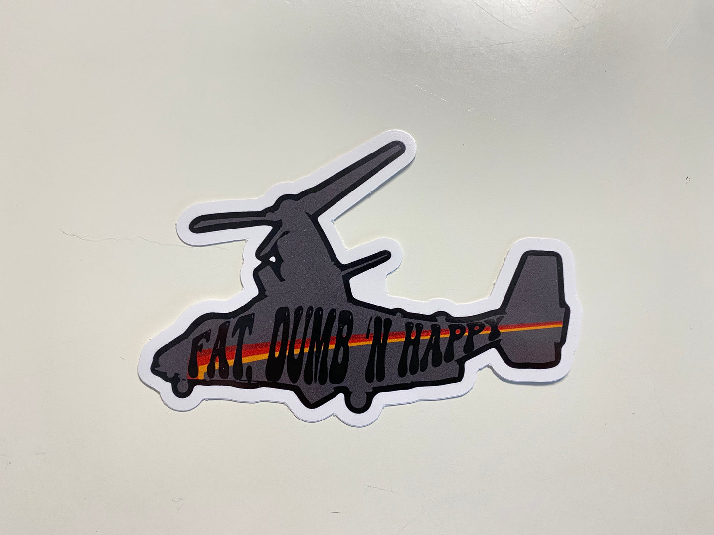 Large V-22 Fat, Dumb, & Happy Sticker