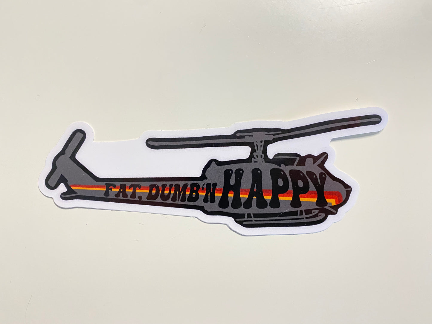 LARGE UH-1 Fat, Dumb, & Happy Sticker