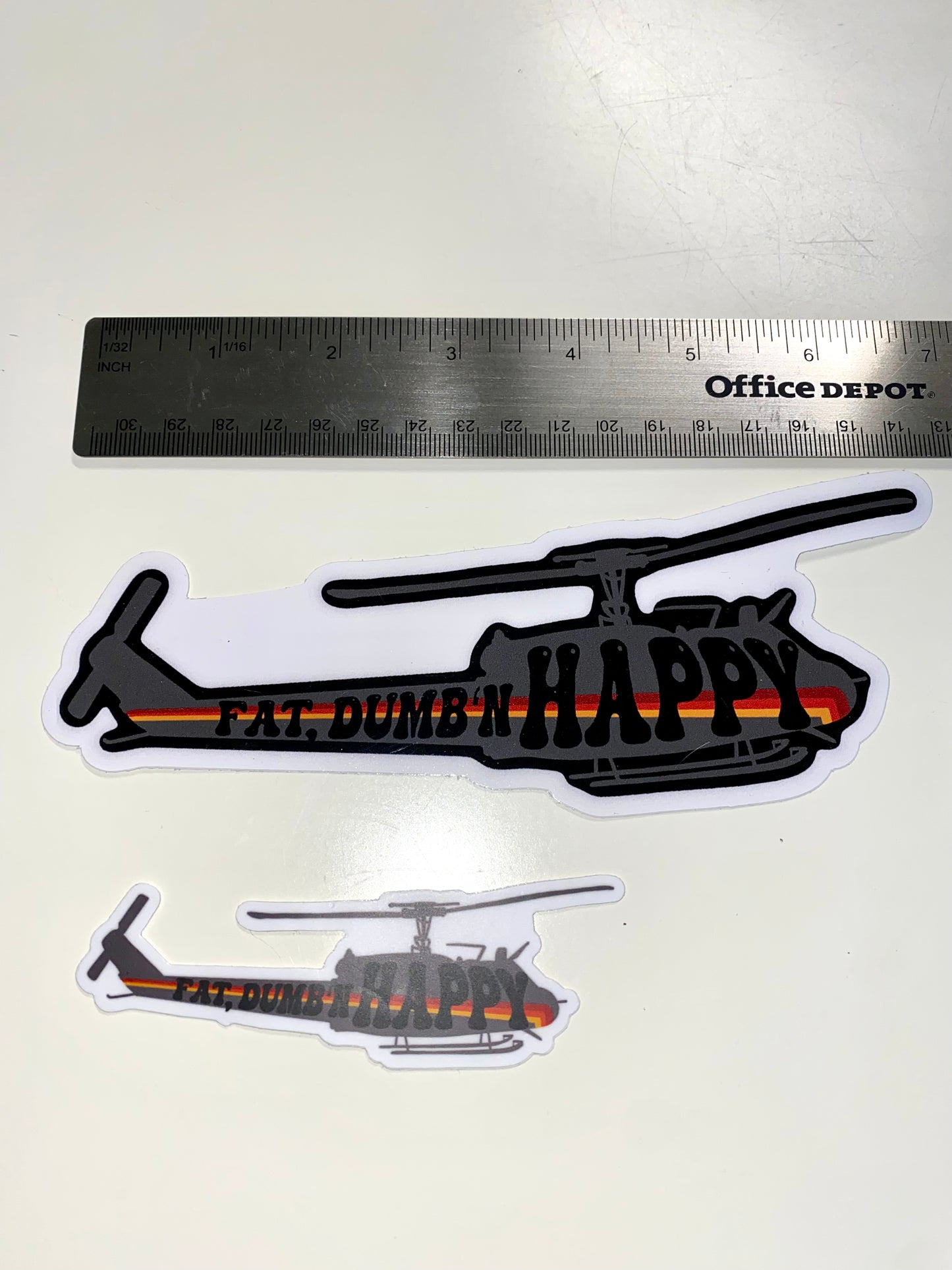 LARGE UH-1 Fat, Dumb, & Happy Sticker